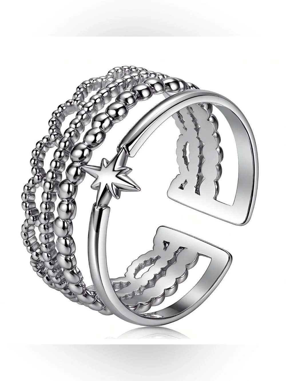 Stainless Steel Silver Start Ring